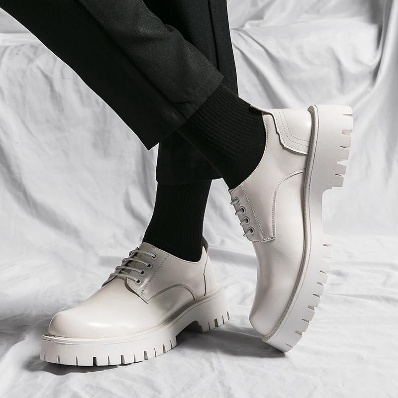 Platform High Heel Casual Men Brogue Patent Leather Shoe High Quality Man Oxford Dress Shoes All-match Elevator Formal Wedding