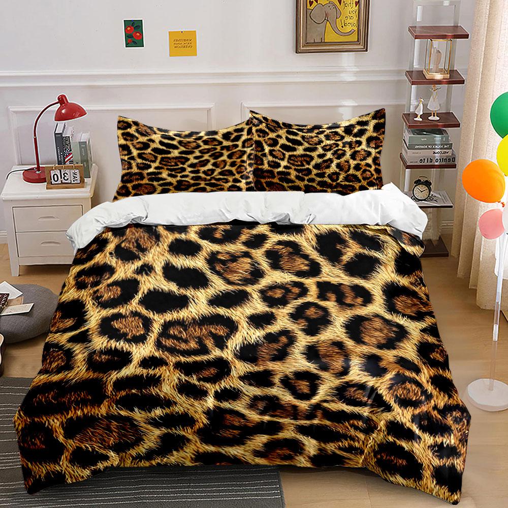 Leopard Print Bedding Set Bedding Duvet Cover Set Duvet Cover Pillowcases  (1 * Duvet Cover 2 * Pillowcases, Without Duvet Insert)