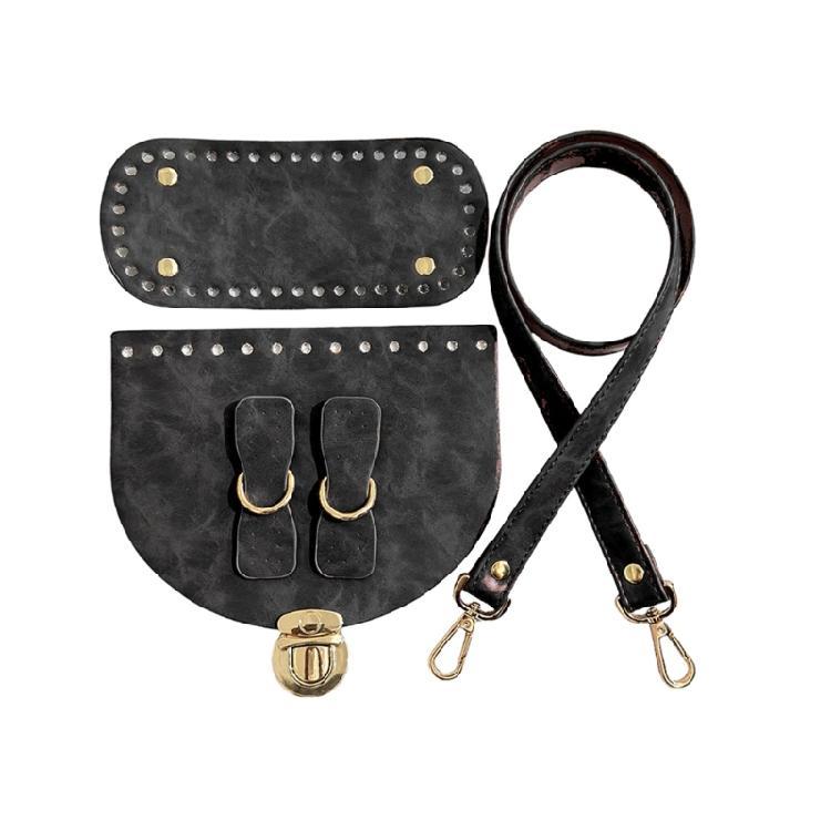 Наборы для изготовления кожаных сумок DIY Набор для вязания кожаной сумки Ремень через плечо Застежка-молния сверху для вязания крючком Сумки на плечо чёрный 3750₽