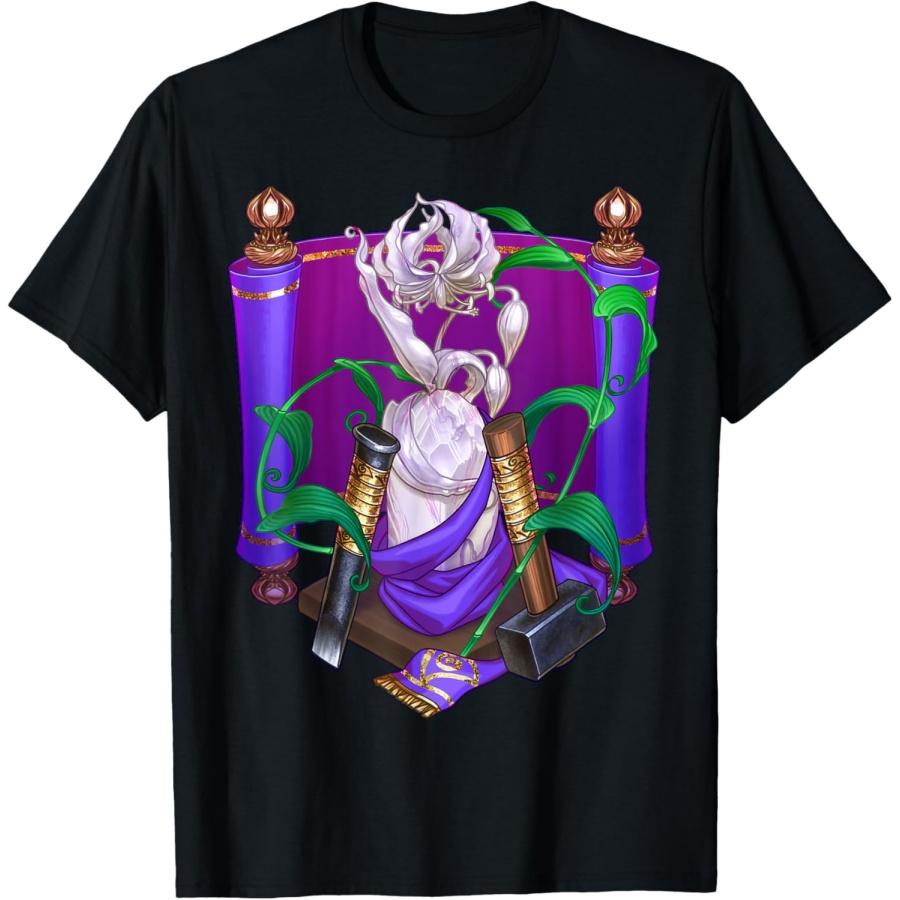 Футболка с изображением мраморной скульптуры огненной лилии из фэнтезийной мифологии Rosgladia. S