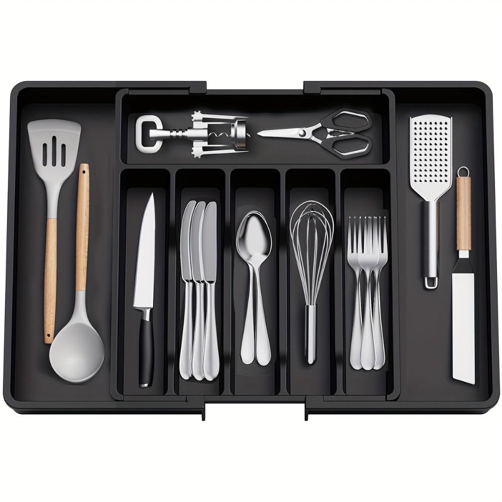 Silverware Drawer Storage Box Expandable Kitchen Tableware Tray Adjustable Tableware Rack Tableware Storage Box