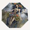 Skeleton Fairy, Fantasy Art Theme Automatic Open/Close Umbrella, Portable 3 Fold Compact Umbrella for Men & Women, Valentine's Day Mother's Day Gift