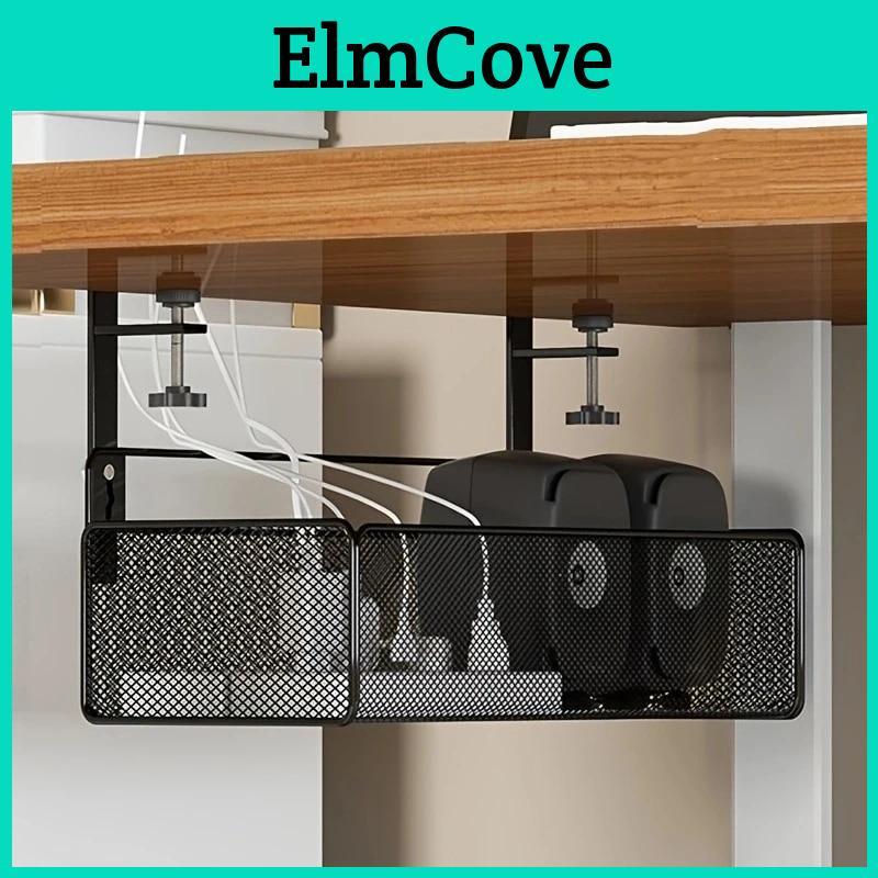 Desk Under Cable Tray Management No Drill Metal Mesh Cable Management Under Desk With Clamp Mount