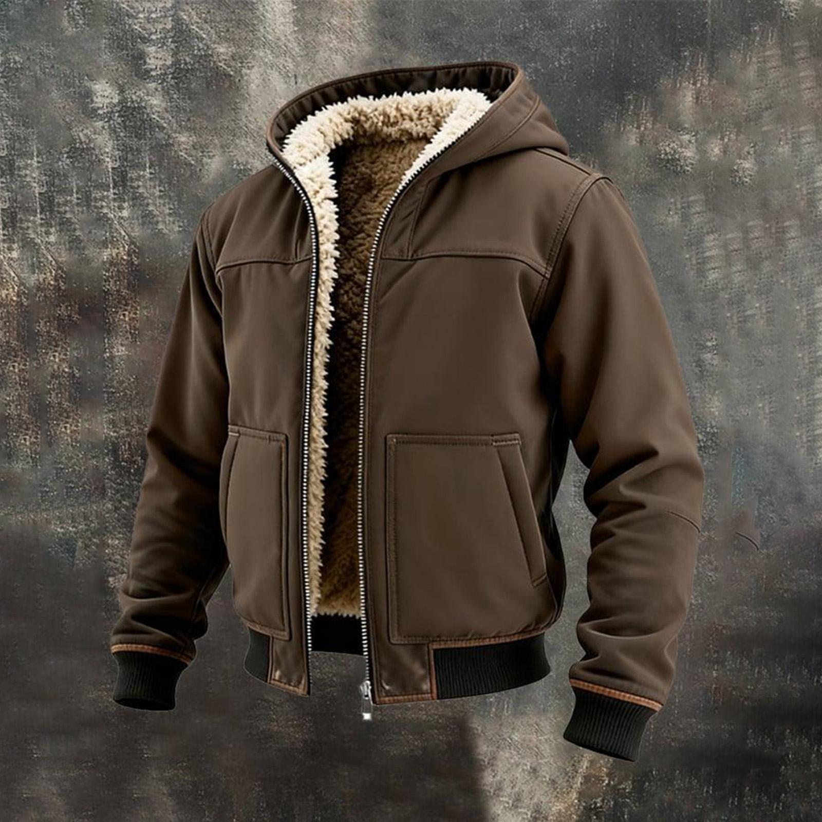 

Мужская однотонная толстовка с капюшоном на молнии, куртка-кардиган, мужской повседневный кардиган L коричневый