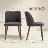 Dining Chairs Set of 2, Linen Upholstered Kitchen Chairs with Padded Seat, Curved Backrest, Rubberwood Legs, Dark Grey