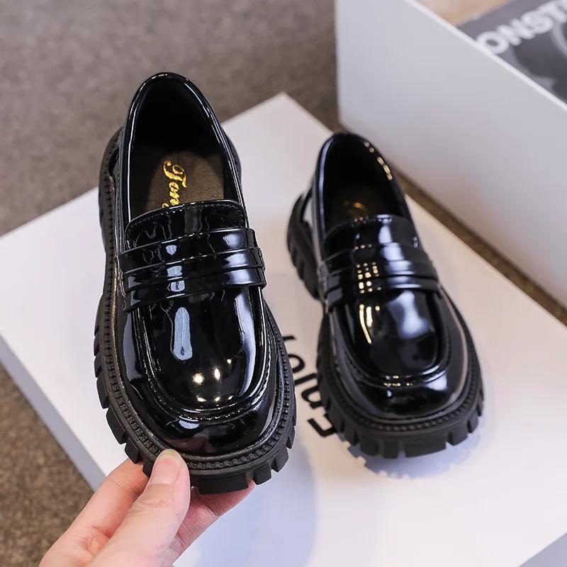 Fashion Child Leather Shoes Soft Soled Girls' Shoe Anti Slip Kids Casual Shoes Simple Kids Performance Shoe Thick Soled Shoe
