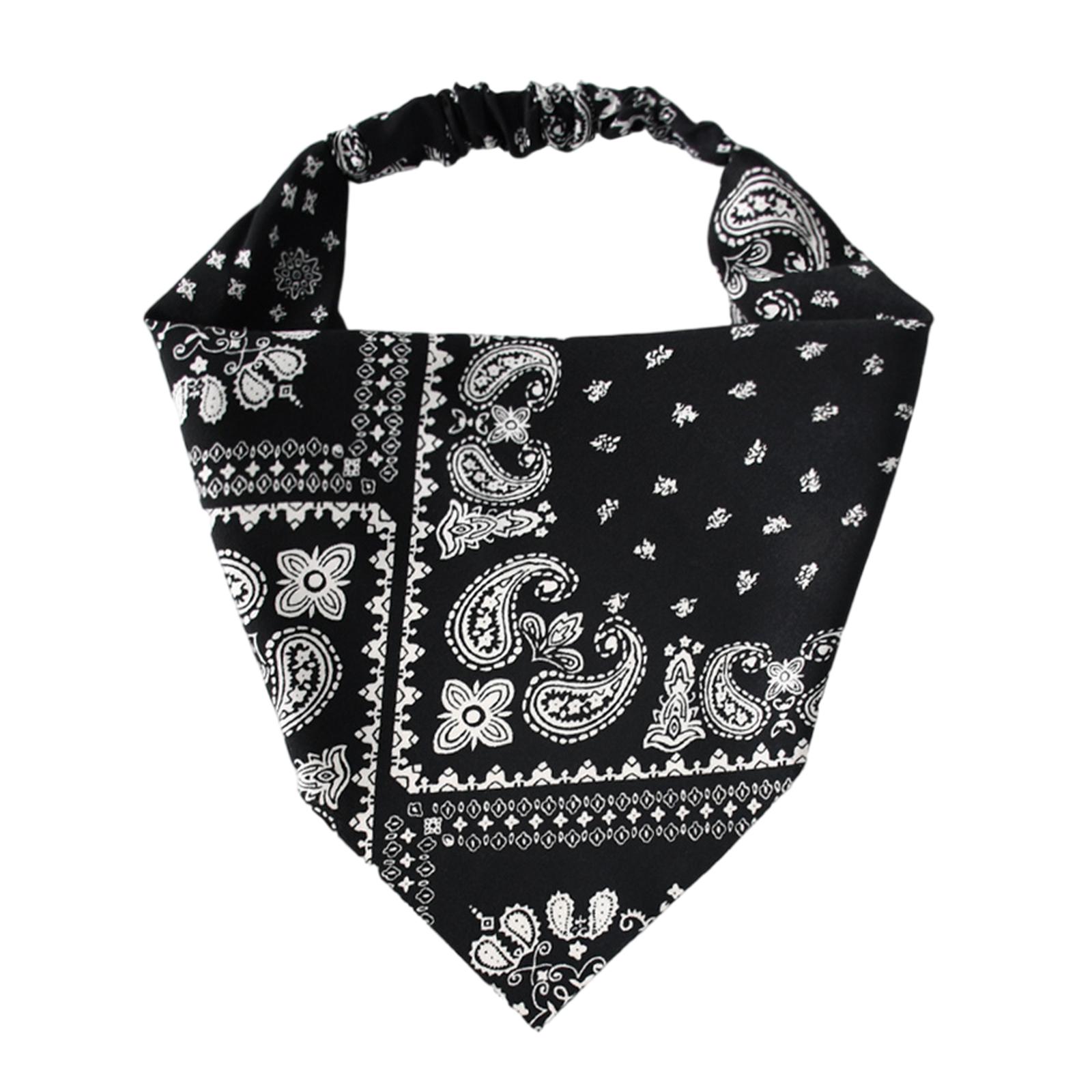 Elegant Paisley Headbands Bohemian Bandana Flower Print Headpieces Elastic Hair Accessories for Women and Girls чёрный