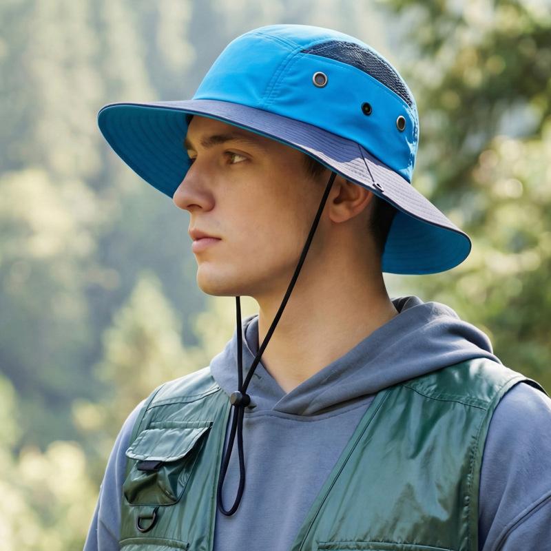 Upf50+ Waterproof Sun Hat Men Women Wide Brim Bucket Hat Quick Dry Breathable Boonie Hat Outdoor Fishing Hiking Fisherman Caps