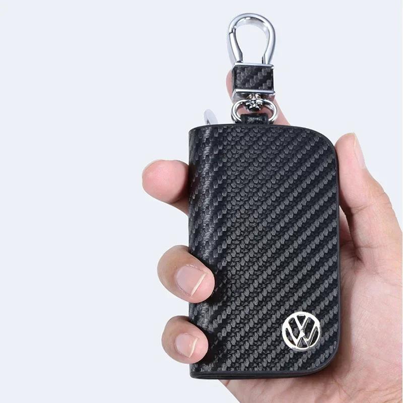 New Leather Car Key Cover Holder Keychain Case For Volkswagen Sharan Golf Passat Jetta Touareg Tiguan Polo Scirocco MK5 Acc