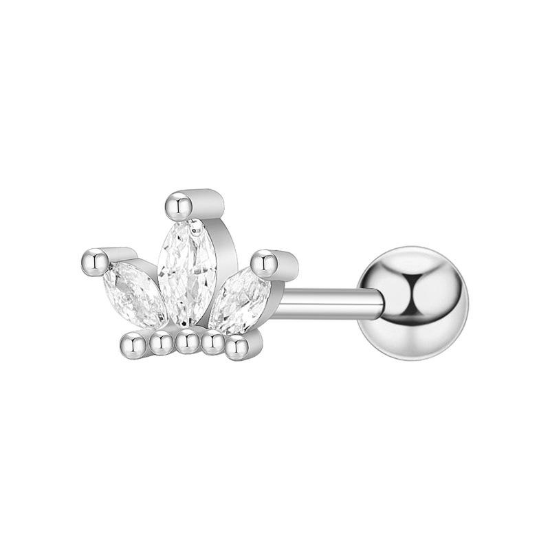 Floral Pave Diamond Mini Screw Stud Earrings 