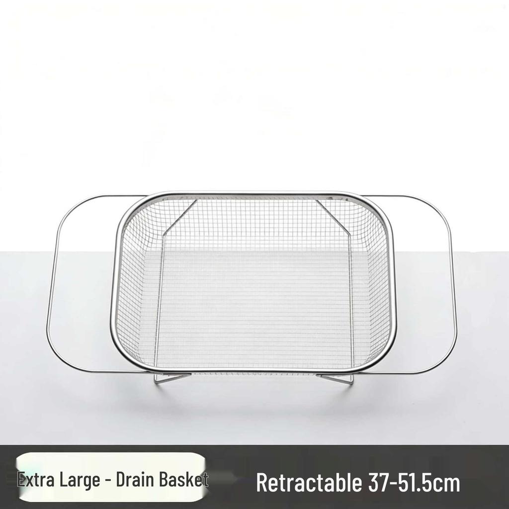 Stainless Steel Retractable Kitchen Sink Draining Basket and Multi-functional Wash Basin Rack