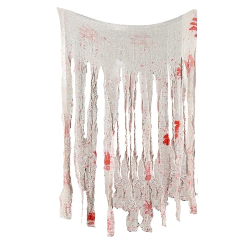 Blood Effect Halloween Door Curtain Table Decoration, Bloodstained Gauze Door Curtain for Halloween Parties 1