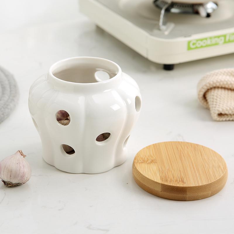 Moderní děrovaná úložná nádoba Větraná keramická úložná nádoba Kuchyňská krabička na zázvor a česnek Porcelánové nádoby Kuchyňské náčiní