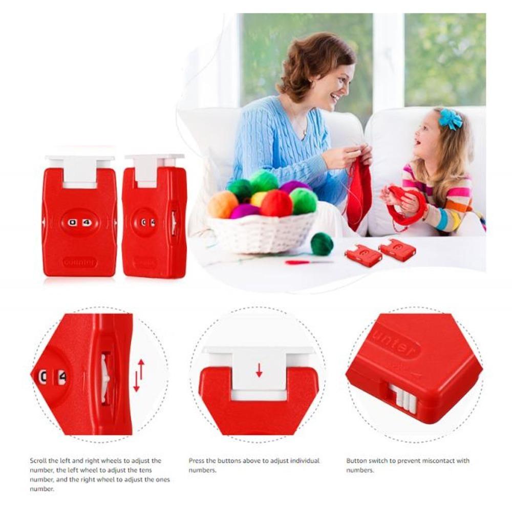 2Pcs Lightweight Design Crochet Row Counter Plastic Manual Counting Tool  For DIY Craft
