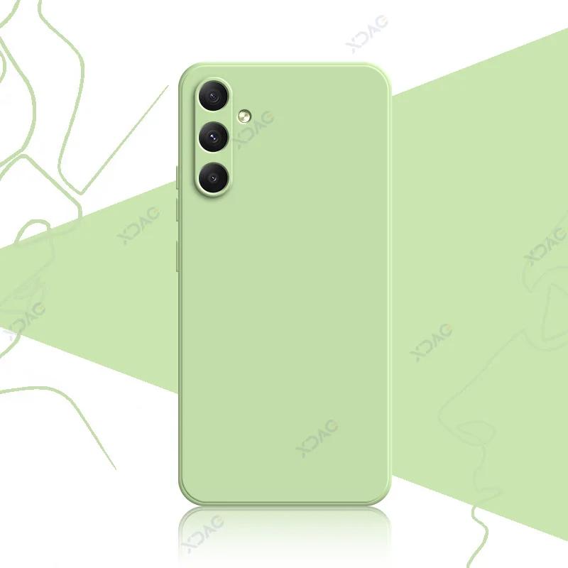 

Роскошный квадратный жидкий силиконовый чехол для Samsung Galaxy A34 A54 5G SamsungA34 SamsungA54 360 мягкий защитный чехол-коробка Samsung A34 5G зелёный