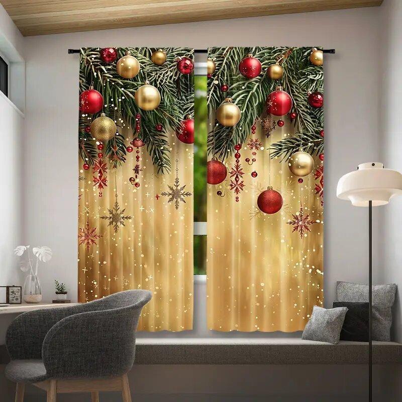 Christmas Silver Balloon Print Curtains   Christmas Decorations   Bedroom and Living Room   Home Decoration   Room Decoration