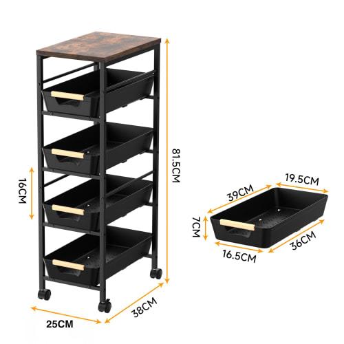 SVOHZAV Sliding Kitchen Cart, 20/25/32cm Wide, with Top, Slim Storage, with Casters, 81cm Tall, for Kitchens, Bathrooms, Laundry, and Condiment Shelve
