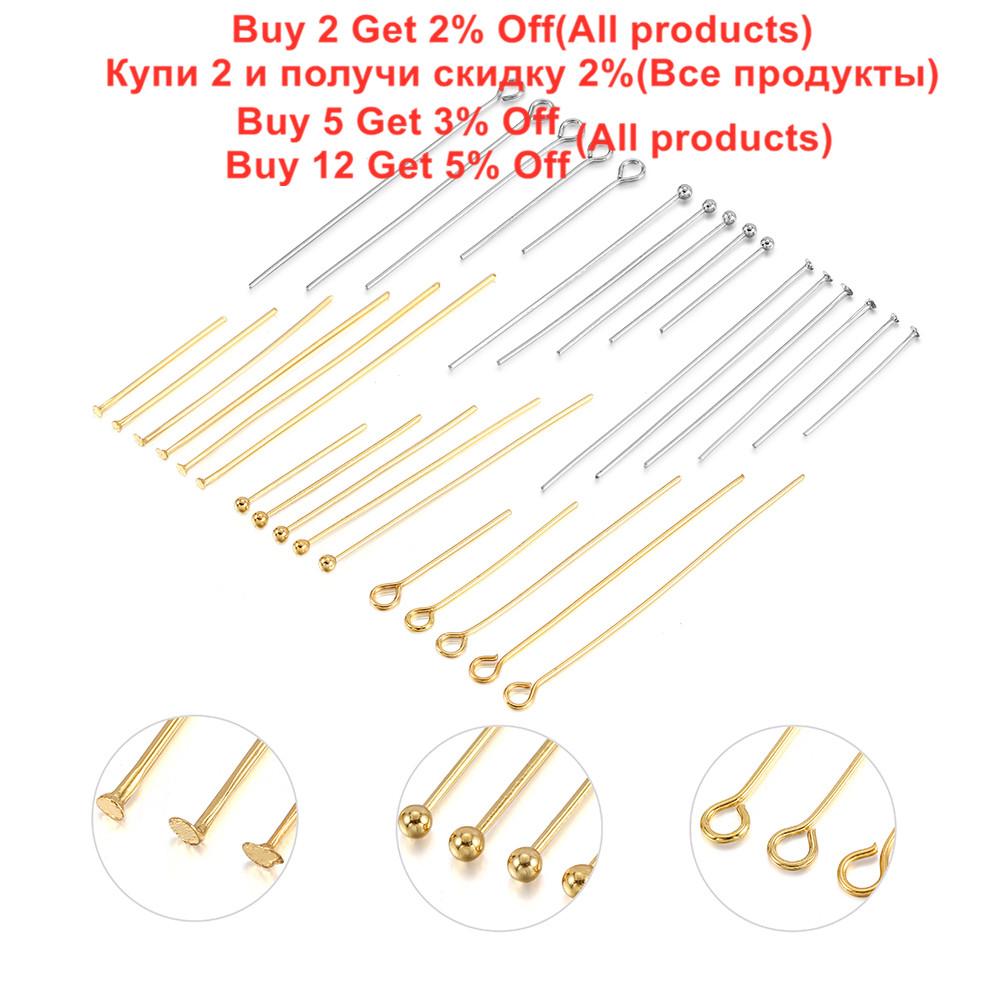 50-100pcs/Lot 15-70MM Stainless Steel Flat Ball Eye Head Pins Gold Silver Plated For DIY Jewelry Findings Making Accessories