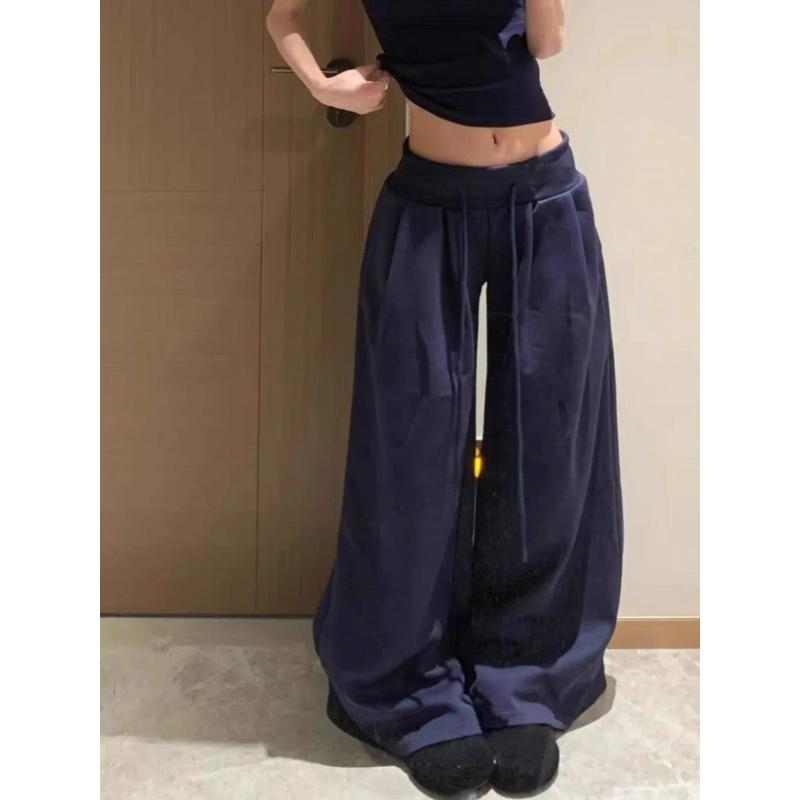 Осень Новые Ленивый Стиль Повседневные Брюки Высокое Качество Низкая Посадка Прямые Крутые Широкие Брюки для Женщин S