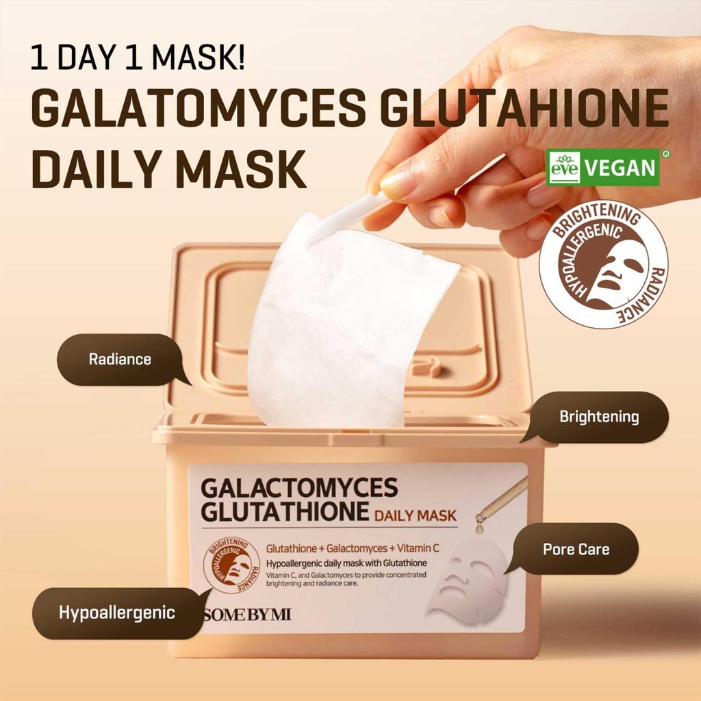 SOME BY MI Galactomyces Glutathione Tägliche Maske 30 Stück + ZUFÄLLIGES GESCHENK