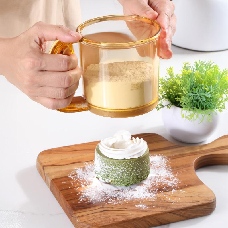 1Pcs Non-Stick Baking Tools Semi-Automatic Flour Sifter Transparent With Hand Press Design Kitchen Filter Screen Flour Sieve