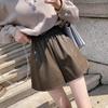 2025 Sleek High-Waist Leather A-Line Shorts: Versatile, Casual, Loose-Fit for Spring & Autumn
