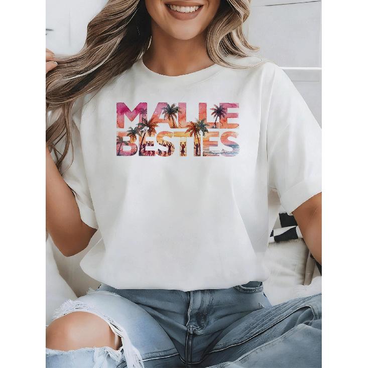 Malle Besties Mallorca Bachelorette Party T-Shirt - Y2K Retro Oversized Unisex Tee Suitable For Men & Women, Hot Transfer Print Baggy Fit With