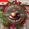 Good Days Wooden Sign with Coffee Theme - Retro Round Sign with Inspirational Quote - Ideal for Kitchen, Home, Office, Cafe Decor