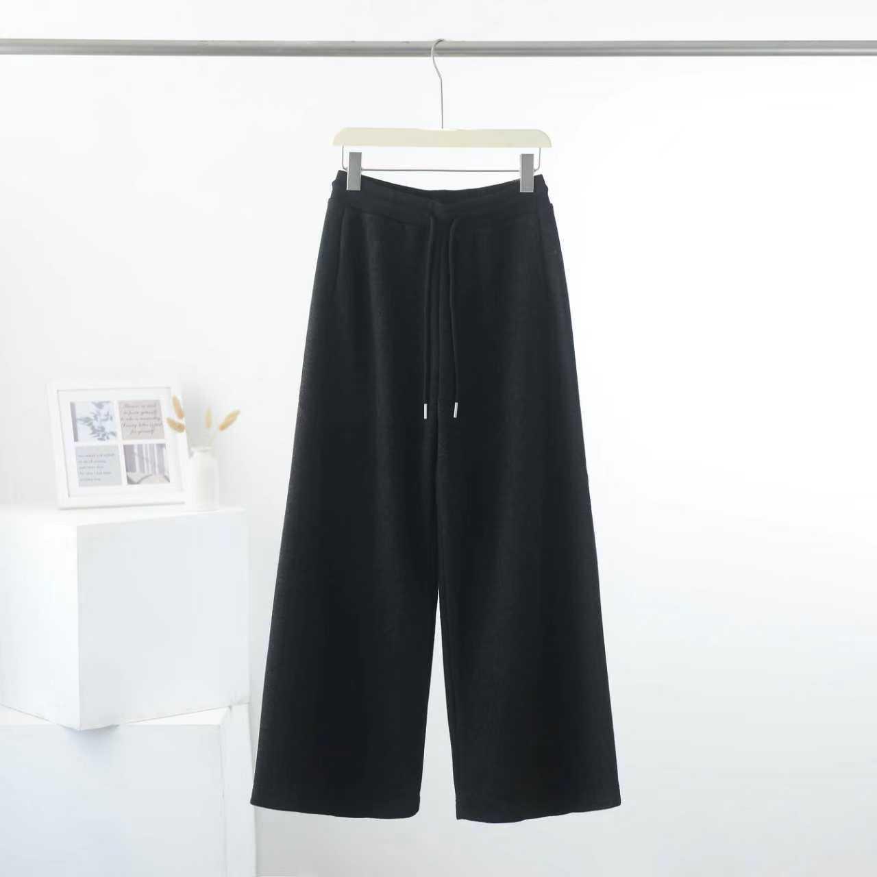 

2025 Women s Double-Sided Wool Pants: Thick, Loose, Elastic Waist, Drawstring, Straight-Leg, Floor-Length. Large