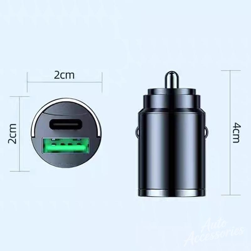 100W Mini Car Charger Lighter Fast Charging USB Type-C Dual Port Invisible For Porsche Panamera Macan Boxster Cayman 911 sticker VT6
