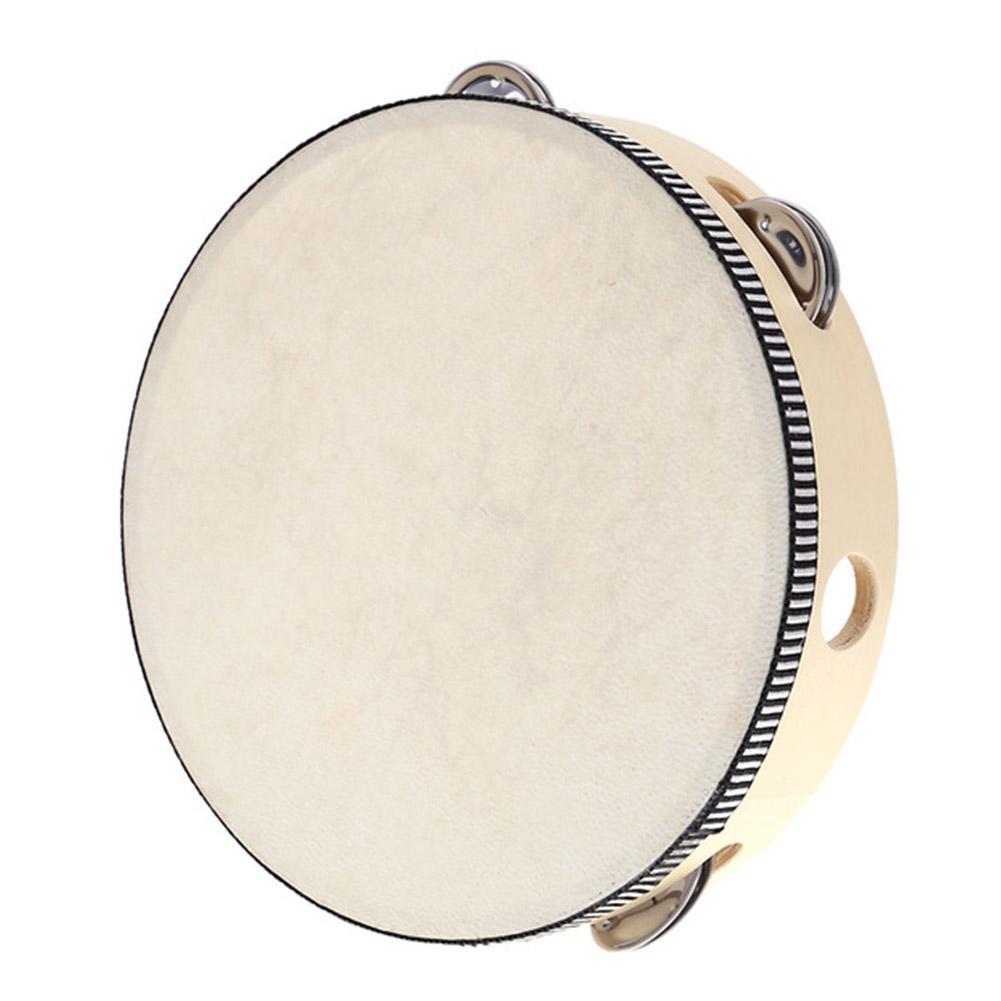 8" Hand Held Tambourine Drum Bell Birch Metal Jingles Percussion Musical Educational Toy