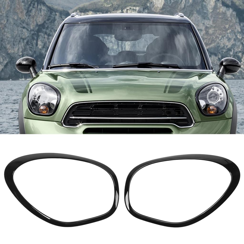 KIMISS Headlight Ring Set of 2 and Compatible with Parts 51139801573 and for MINI Glossy Headlight Headlight Car Lamp Easy Installation Trim, (Left