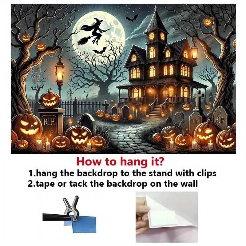 Background poster Halloween spooky ghost house background fabric for wall decoration.PMJ