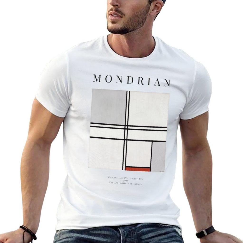 Composition No 1 Grayred Piet Mondrian Exhibition Poster Tshirt Perforunisexce Workout Short Sleeve Tee