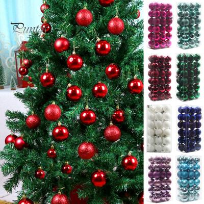 36 Stück 4 cm Weihnachtsbaum-Farbkugel, galvanisiert, verschiedene Stile, verpackt, unzerbrechlich, wiederverwendbar, Szenenlayout, Kunststoff, Weihnachtsparty-Dekoration, hängender Kugelanhänger