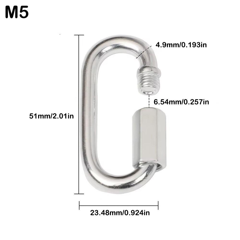 New 304 Stainless Steel Quick Link Oval Heavy Duty Rope Connector D Shape Locking Carabiner Clip Hammocks