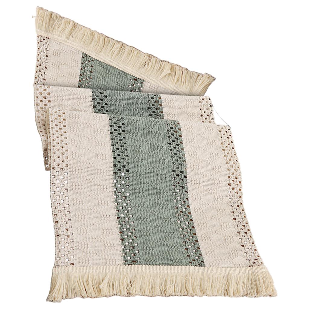 30x140cm Tassels Trimmed Table Cloth Polyester Materials Washable Textured Designs for Festival Setting