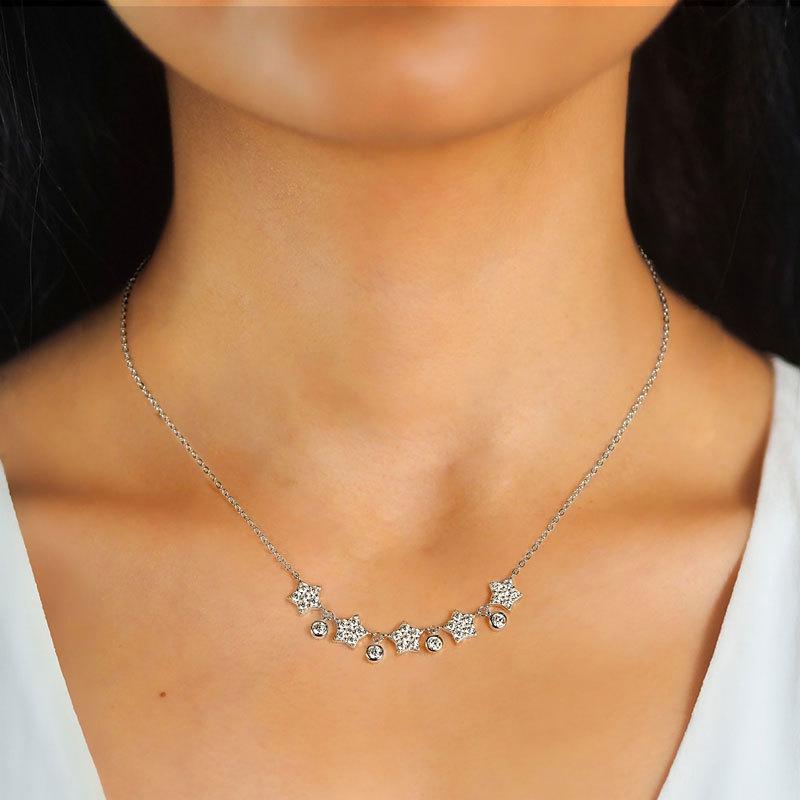Silvere Glam S925 Sterling Silver Pendant, Niche And Simple All-moissanite Necklace For Women, Christmas Starry Sky Collarbone Chain