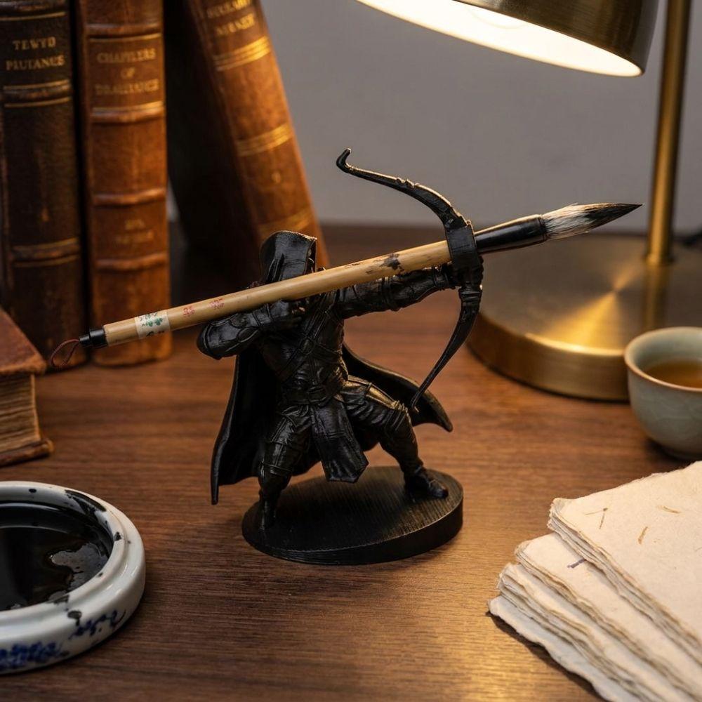 Retro Archer Pen Stand Plastic Samurai Sculpture Desk Pen Holder Knight Pen Holder Desktop Decor