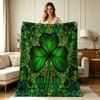 All Season Flannel Blanket with Stained Glass Shamrock Print Soft Warm Cozy Throw Blanket for Couch Sofa Living Room Bedroom Office Home Decor Lightwe