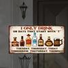 Vintage Wooden Bar Sign with Funny Liquor Bottles TDay Drinker Quote for Home Pub Wall Decor