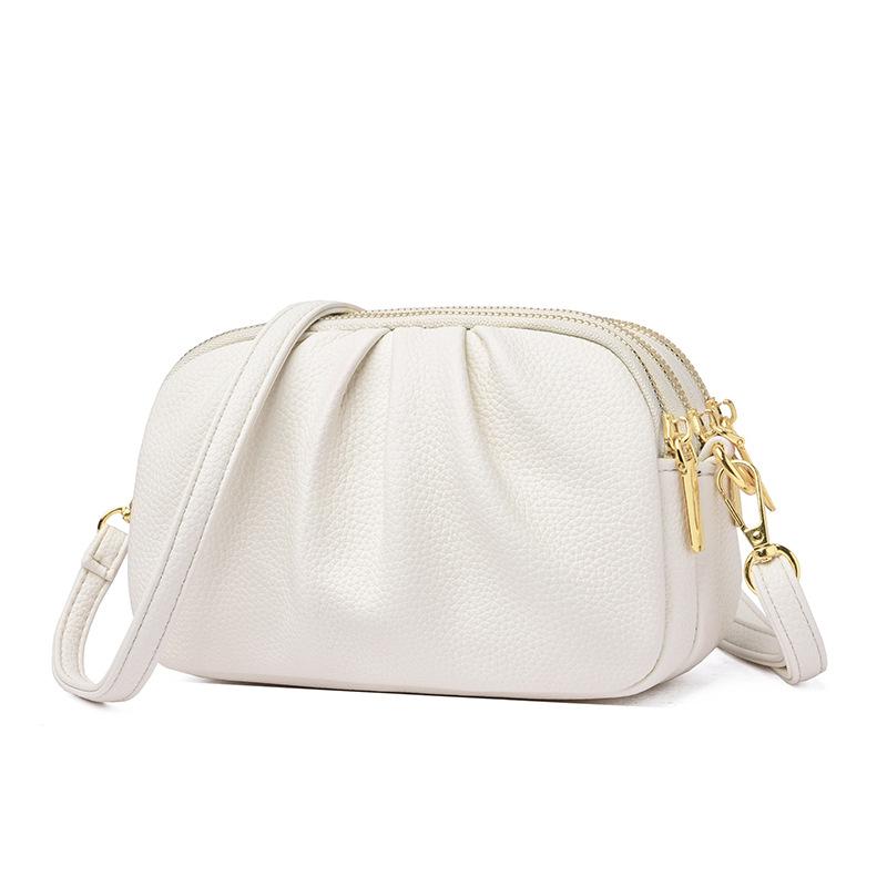 Large-capacity Fashionable and Simple Stylish Multi-layer Single-shoulder Mobile Phone Crossbody Pleated Small Bag