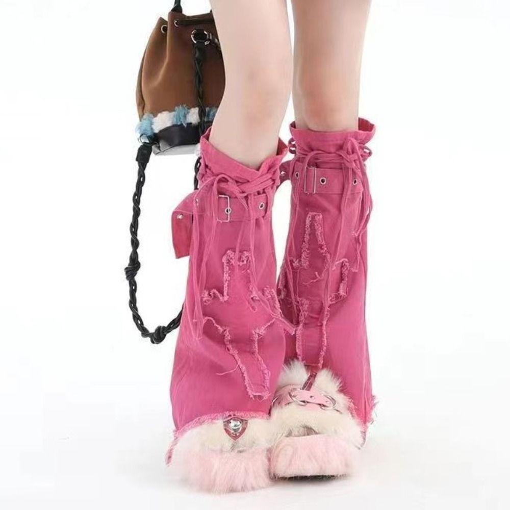 Y2k Cross Leg Warmers JK Trumpet Leg Covers Fashion Pile Up Socks  Women