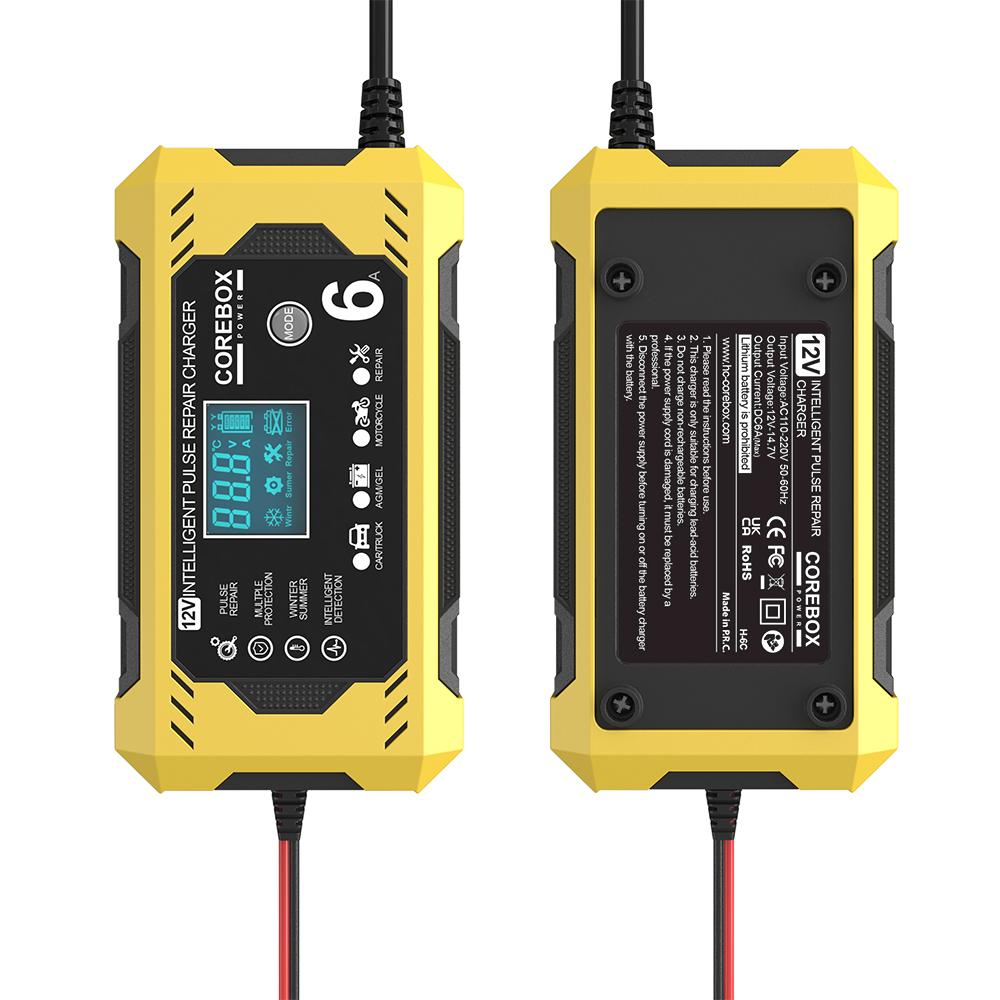 6A 12V Automotive Battery Charger Car and Motorcycle Battery Charging Devices Intelligent Maintenance of Lead Acid Battery