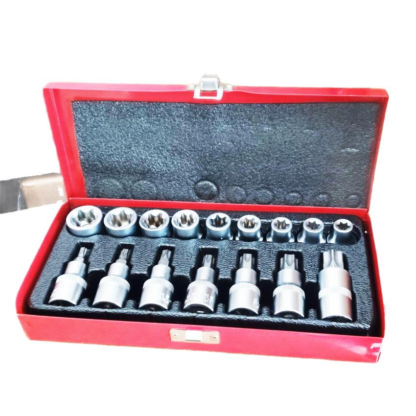 1/2" Drive 16-Piece TORX Socket Set with Matte E-Type Sockets in Iron Box - Auto Repair Essential