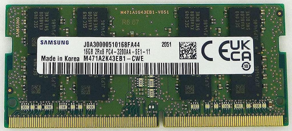 Samsung 16GB DDR4 3200MHz 2Rx8 SODIMM Laptop RAM Memory Module PC4-25600 1.2V 260-pin M471A2K43EB1-CWE