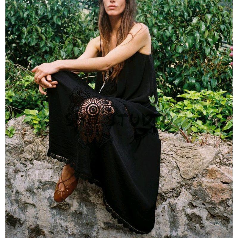 Summer New Women clothes Seaside Holiday Style Simple Embroidery Loose Sling Midi Dress 8741086