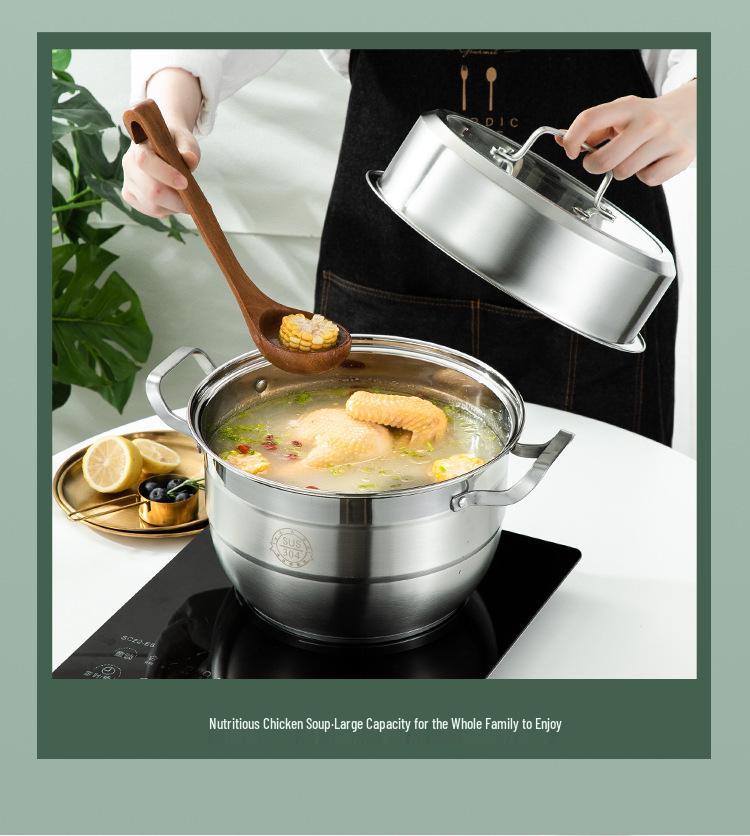 Nerezový parní hrnec s velkou kapacitou: Protiopaření, Vícevrstvý design pro vaření & dušení