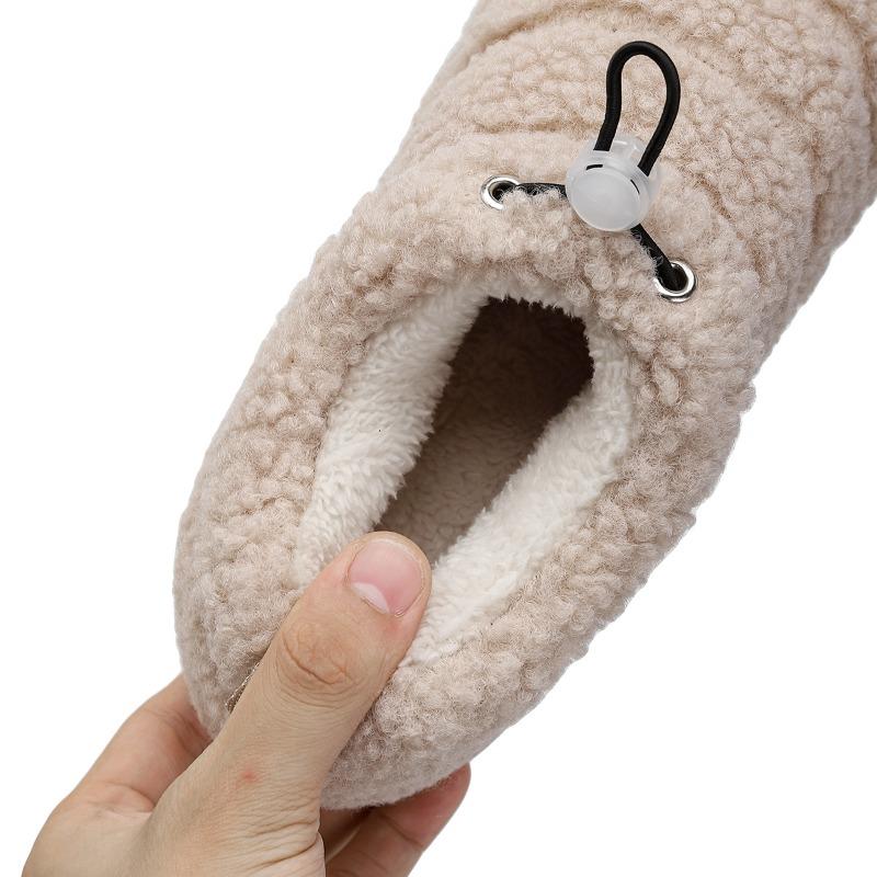 Cross-border wholesale autumn and winter home button straight cotton shoes thickened warm indoor non-slip velvet outer cotton slippers