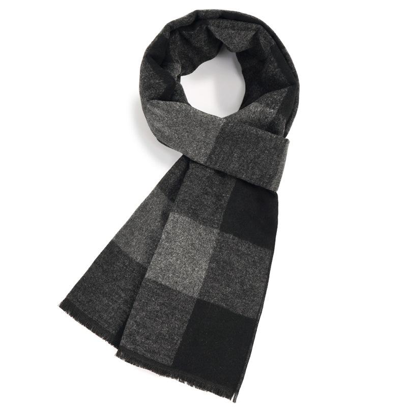 Men'S Scarves Men'S Winter Warmth Plaid Long Imitation Cashmere Men'S Scarves Custom